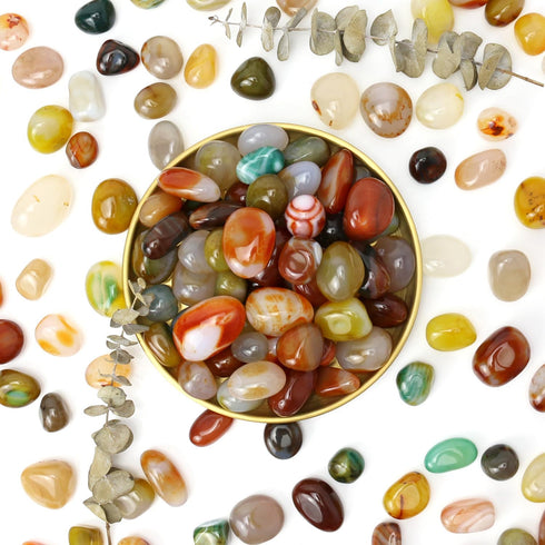 Polished Agate Stone, Colorful Rocks and Gems, Tumbled Real Crystals, Healing Stones, Reiki Decor (1lb)