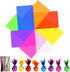 16 Pcs 28 x 40 Inch Cellophane Sheets, Colored Transparent Gift Wrap with 240 Pcs Metallic Twist Ties for Crafts