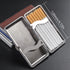 tlhaoa 14 120s 120mm) Cigarette Case Stylish Leather Surface Metal Box for Cigarettes Cigarette Box Double Sided Spring