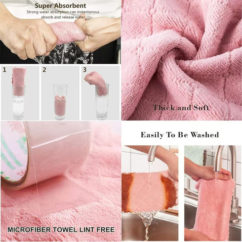 20 Pack Super Soft Kitchen Dish Cloths, Coral Velvet Microfiber Cleaning Towels, Fast Drying Dish Rags