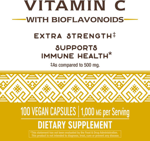 Nature’s Way Vitamin C with Bioflavonoids - Extra Strength 1g Ascorbic Acid - Immune Support - 100 Capsules