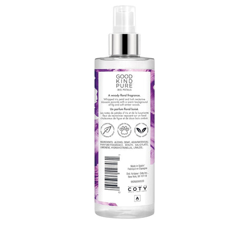 Iris Petals Body Mist Spray, Woody Floral Fragrance, Nectarine Blossom & Soft Amber Woods, 8.4 Fl Oz