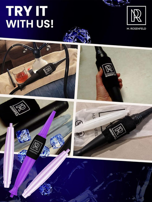 Premium Ice Pipe Hookah Hose - Purple Ice Hookah Set with 2 Reinforced Cooling Packs & Soft Grip - Hookah Mouthpiece