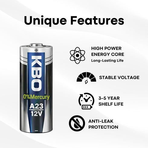 Key Battery Outlet A23 12V Garage Door Opener Battery - Single Alkaline - High-Stability Garage Door Opener Power