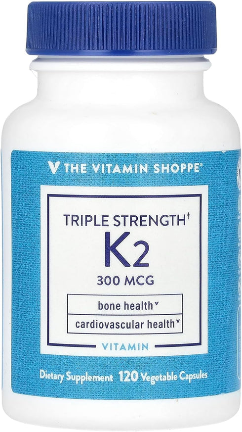 Triple Strength Vitamin K2 for Bone Health, 300 MCG, 120 Vegetable Capsules