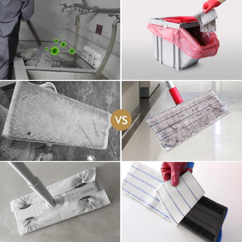 DrDirt Disposable Microfiber Mop Pads - 15 Sheets/Roll, 16.5 x 4.7 Inches, Replacement Refills for Flat Mops