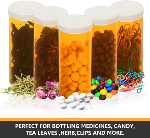 Empty Plastic Pill Bottles with Easy Open Snap Caps, Prescription Medication Vials, Clear Containers (12pcs)