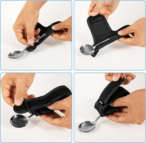 JFHNMLW Universal Cuff Utensil Adjustable Holder Strap for Hand Grip, Adaptive Utensils Aids Spoon Fork Holder Strip