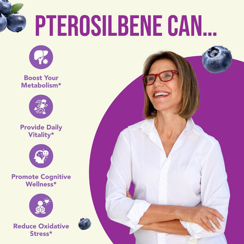 150mg Pterostilbene Supplement - Once Daily Antioxidant for Healthy Aging, Immune, Heart, Skin & Brain Support -