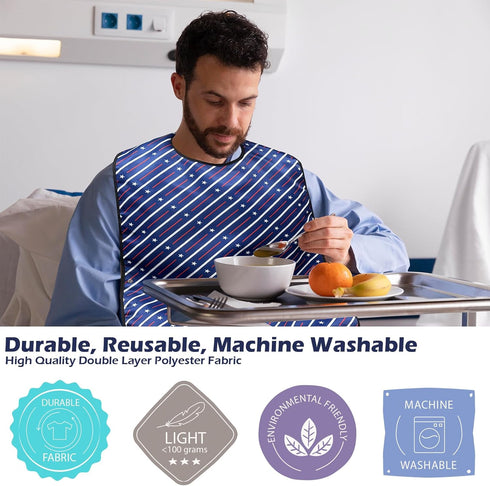 Rian Rain Adult Bibs for Women & Men, Washable Bibs for Seniors Eating