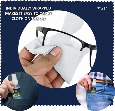 Yogo Vision Lens Cleaner Spray 2 8oz + 1 2oz Eyeglass Cleaner, 10 Microfiber Cloths Kit Safe for Eyewear