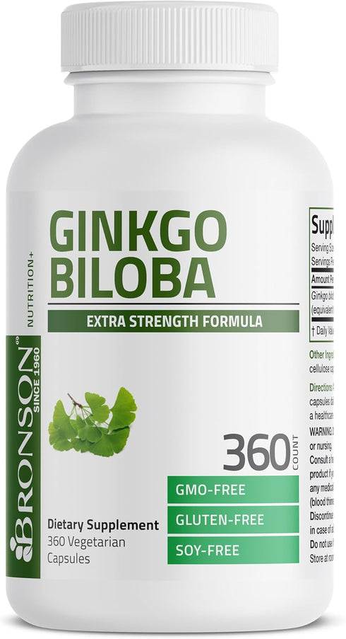 Bronson Ginkgo Biloba Extra, Supports Brain Function & Memory - 360 Vegetarian Capsules