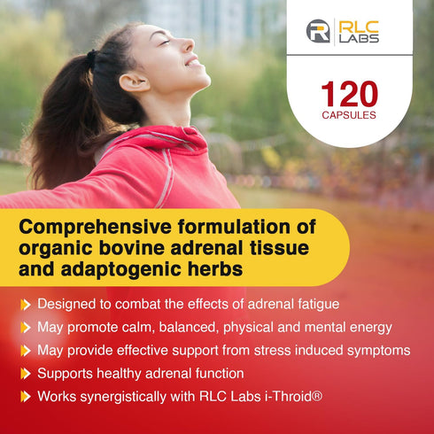RLC a-Drenal, Adrenal Support for Stress Relief and Energy, 120 Capsules