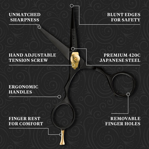 Premium Hand-Forged Japanese Steel Hair Beard Moustache Scissors, 5.5 Inch for Grooming