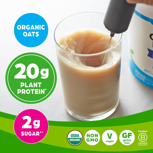 Orgain Organic Vegan Protein Powder + Oat Milk, Vanilla Bean: 20g Plant Based Protein, Gluten Free, 1.05lb