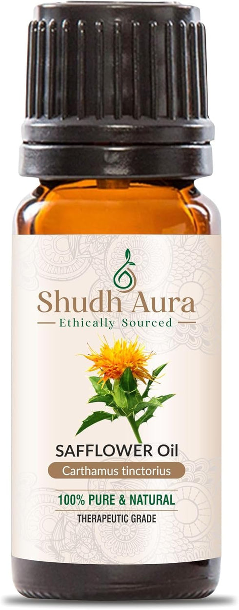 Shudh Aura Safflower Carrier Oil for Essential Oils, DIYs, Aromatherapy, Body Massage & Skincare