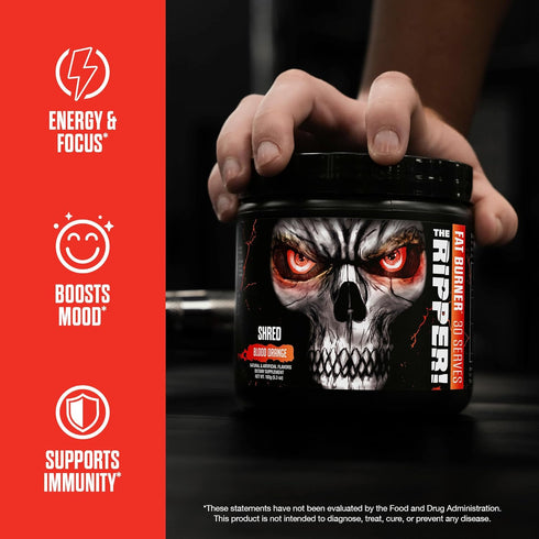 JNX SPORTS The Ripper! Shredding Thermogenic Fat Burner - Blood Orange 30 Servings, Advanced Fast Acting Pre-Workout