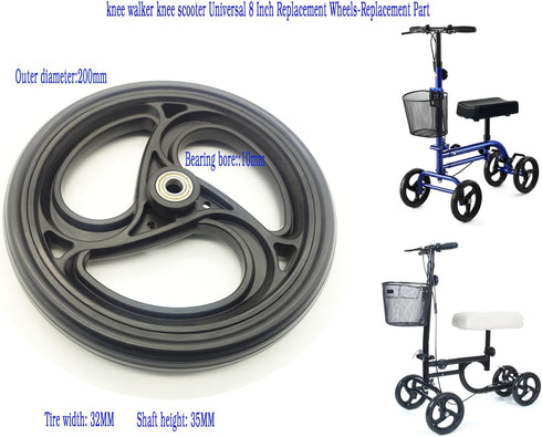 Knee Walker Scooter Replacement Wheel, 8" Caster Wheel for Front or Rear Wheel Assembly, Universal Parts