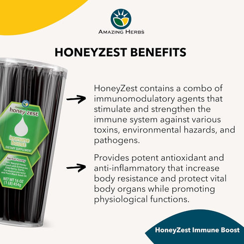 Immune 100 Count Amazing Herbs Raw Natural Honey - Herbal Honey Infused with Echinacea, Elderberry, Garlic, Eucalyptus