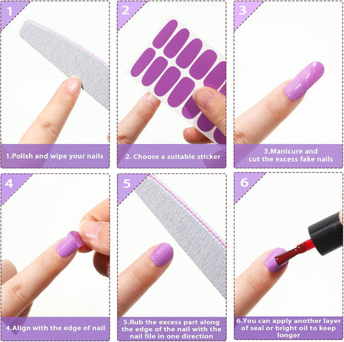 Maitys 336 Pieces Self Adhesive Gel Nail Decal Manicure Kits with File, 24 Sheets Nail Stickers for Women Girls (Bright