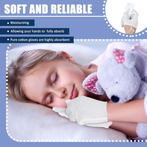 24 Pairs Eczema Gloves for Kids, Moisturizing Cotton Gloves for Overnight Dry Hands, Washable and Reusable