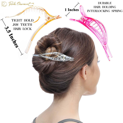 RC ROCHE ORNAMENT 6 Pcs Womens Thin Curved Eyelet Side Slide No Slip Hair Clip, Medium Transparent Multicolor Beauty
