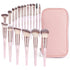 Makeup Brushes, 18 Pcs Professional Synthetic Brush Set with Case, Travel Makeup Brushes (Pink Gold)