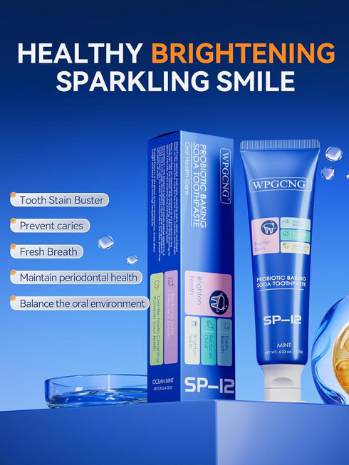 WPGCNG SP12 Breath,120g(4.23 oz) Probiotic Baking Soda Toothpaste,Teeth Whitening, Helps Remove Tea, Coffee,Protects
