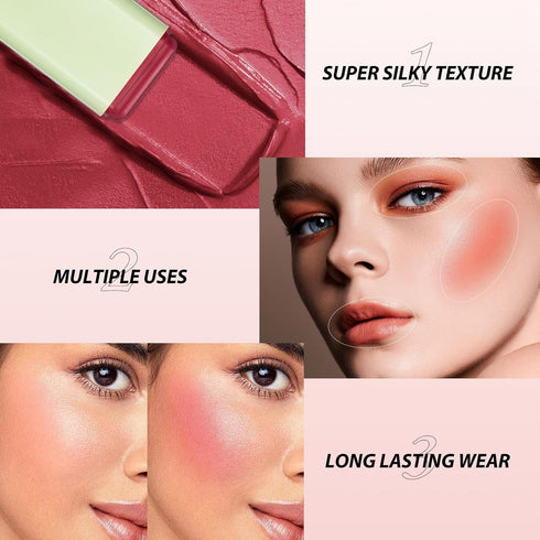 Blush Stick for Cheeks, Cream Makeup Blush Wand, Natural Blendable Waterproof Korean Matte Tint (#01 Shy Pink)