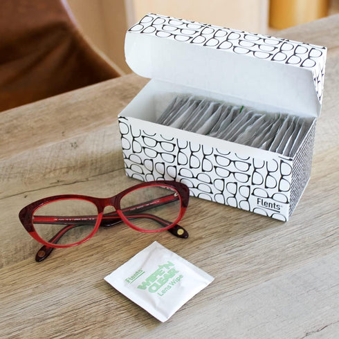 Flents Wipe N Clear Lens Wipes, 25 Count, Assorted Box Patterns, Portable Cleaning Cloths for Glasses, Streak-Free