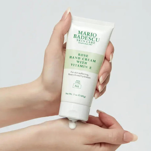 Mario Badescu Rose Hand Cream with Vitamin E, Non-Greasy, Fast-Absorbing for Dry Hands, 3 Oz