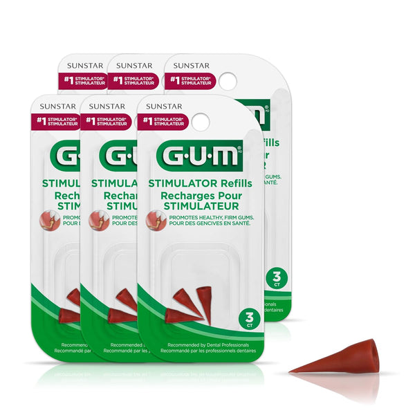 GUM Stimulator Refills - 3 Rubber Tips Included - Compatible with GUM Stimulator Permanent Handle - Massager for Gums,