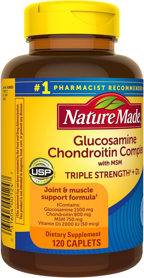 Nature Made Glucosamine Chondroitin Complex with MSM, 120 Caplets - Dietary Supplement for Joint Support