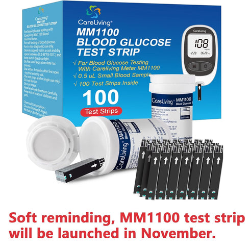 MM1100 Blood Glucose Monitor Kit, 100 Test Strips, 100 Lancets, 1 Meter, Diabetes Testing Kit for Home