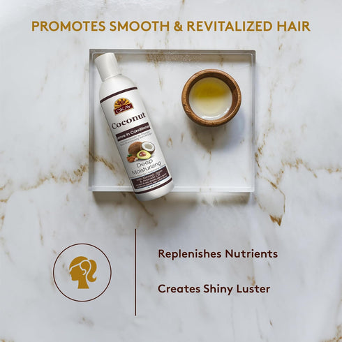 Okay Coconut Leave In Conditioner - 8 Oz Hair Moisturizer for Women and Men, Natural Hair Product for Growth