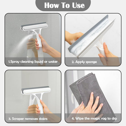 Kit,2026 3 1 XANGNIER Window Cleaner Tool in Window Cleaning Scraper with Spray,Thickened Magic Cleaning Cloth,Window