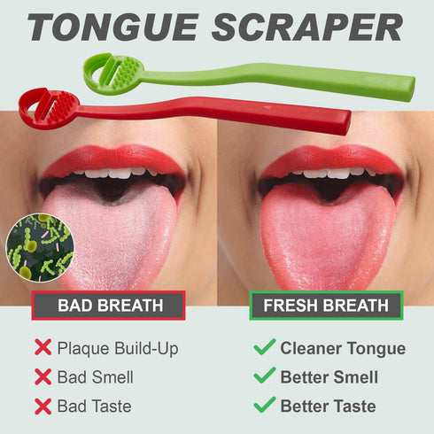 Tongue Scraper Cleaner 4 Pack – BPA Free – Oral Hygiene Care – Reduce Bad Breath – Double Scraper
