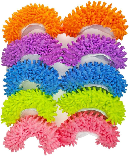 Yueiehe 5 (10 Pairs Pieces) Multi-Function Dust Duster Mop Slippers Shoes Cover, Soft Washable Reusable Microfiber Foot