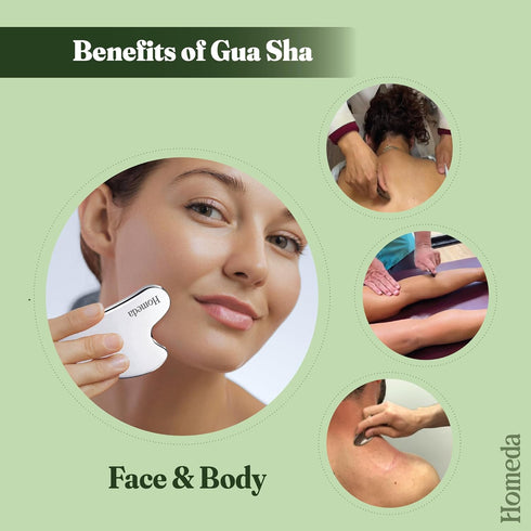 Stainless Steel Gua Sha Facial Tools, Lymphatic Drainage Massager, Metal Guasha for face | Washa, Gusha, Guacha Face
