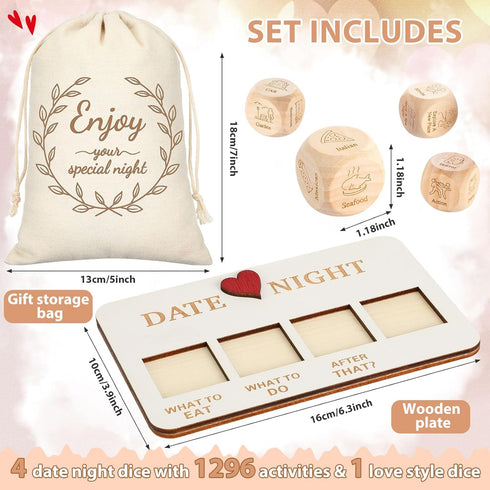 Reallnaive 54 Pcs Date Night Gift Box for Couple Girlfriend Boyfriend Scratch Off Date Night Dice Cards Book Glasses
