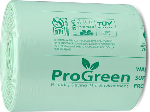 ProGreen D6400 (13 Pack 100) Compostable Trash Bags, Extra Thick, Compost Kitchen Bin Bags, Food Scraps Yard Waste