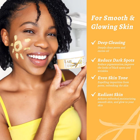 ANAI RUI Vitamin C Face Mask with Turmeric and Kaolin Clay for Dark Spots, Skincare Facial Mask, 4.23 OZ