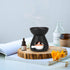 ComSaf Aromatherapy Essential Oil Burner - Set of 1 Ceramic Oil Diffuser Candle Tealight Holder (Black)