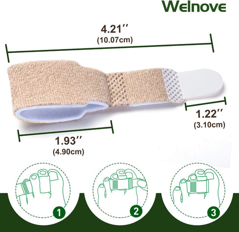 Welnove 6Pcs Hammer Toe Straightener, Cushioned Bandages for Correcting Hammer, Broken, Crooked & Overlapping Toes