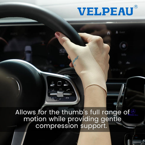 VELPEAU Elastic Thumb Support Brace, Waterproof Compression Sleeve for Pain Relief, Fits Left & Right Hand (Medium)