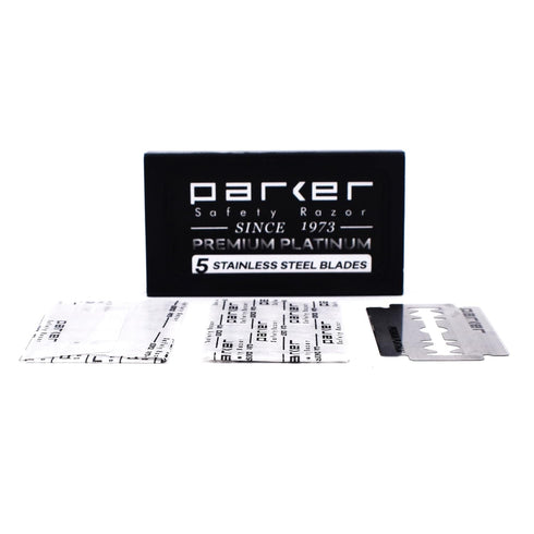 Parker 100-Count Double Edge Safety Razor Blades, Premium Platinum-Tungsten-Chromium Coated Stainless Steel for Smooth