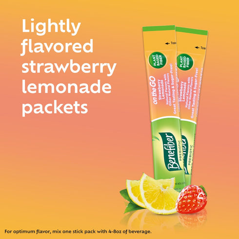 Benefiber Fiber Supplement, Strawberry Lemonade, 36 count | On The Go Stick Packs