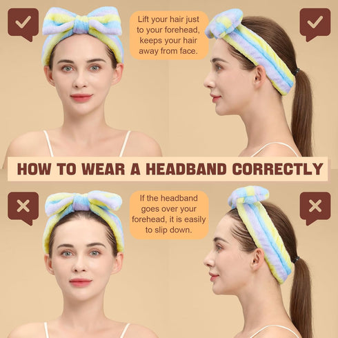 Teenitor Spa Headbands - 9Pcs Cute Bow Headbands for Women, Skincare and Makeup, Washing Face