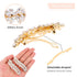 WHAVEL 2PCS Hair Barrettes for Women, Vintage Rhinestone Crystal Leaf French Clips, Bridal Hair Accessories (Gold)