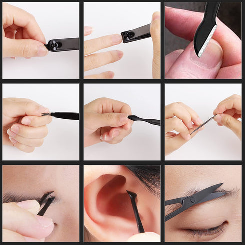 Professional Stainless Steel Nail Clipper Travel & Grooming Kit, 18pcs with Luxurious Case